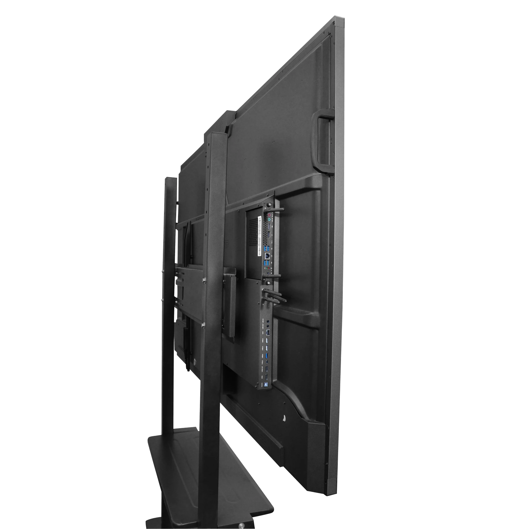 SNL 55 inch IFP side view on a trolley stand showing the OPS PC module and port panel