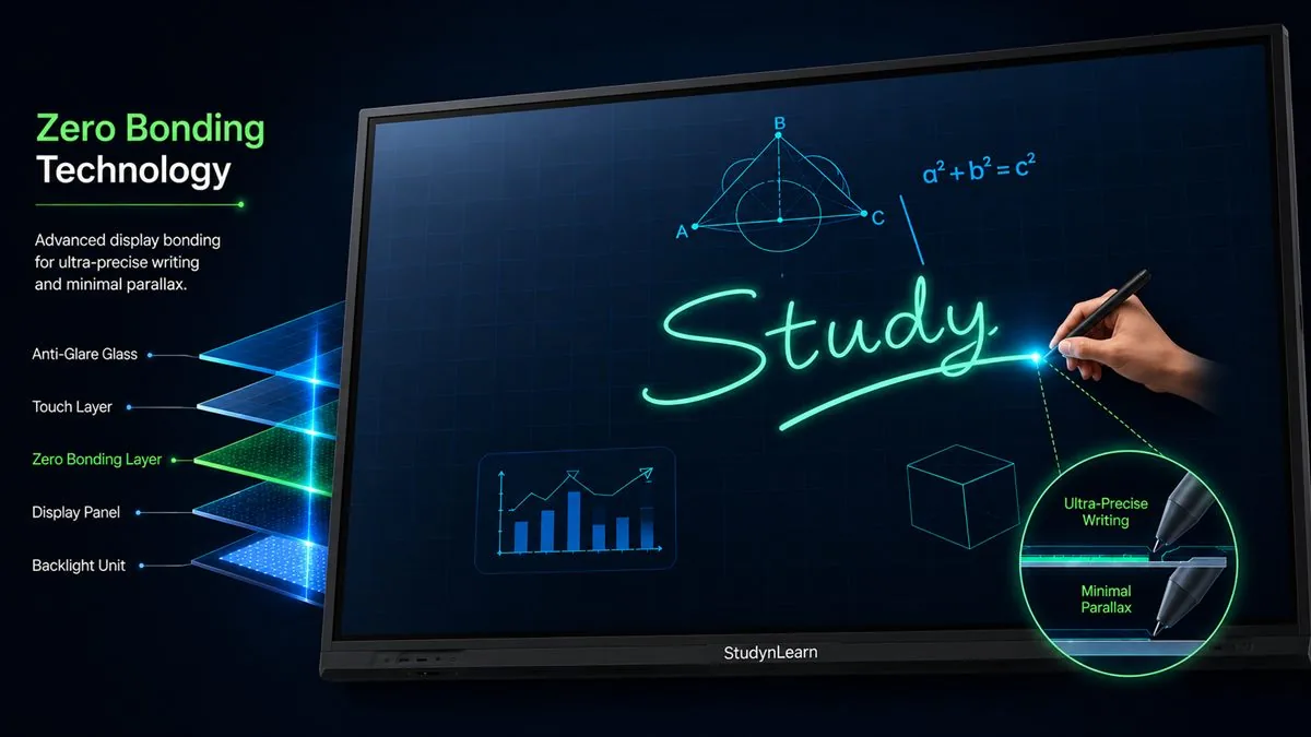 Zero Bonding Technology display on a SNL IFP for precise, parallax-free writing