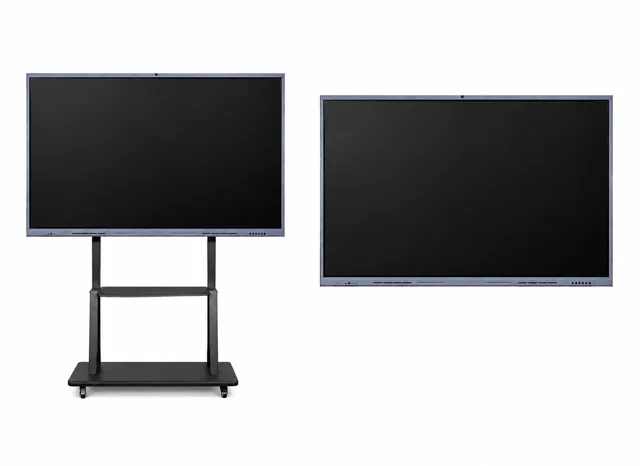 Interactive flat panel mounted on a mobile trolley stand
